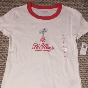 Old Navy White and Red Flower Market Graphic Tee
